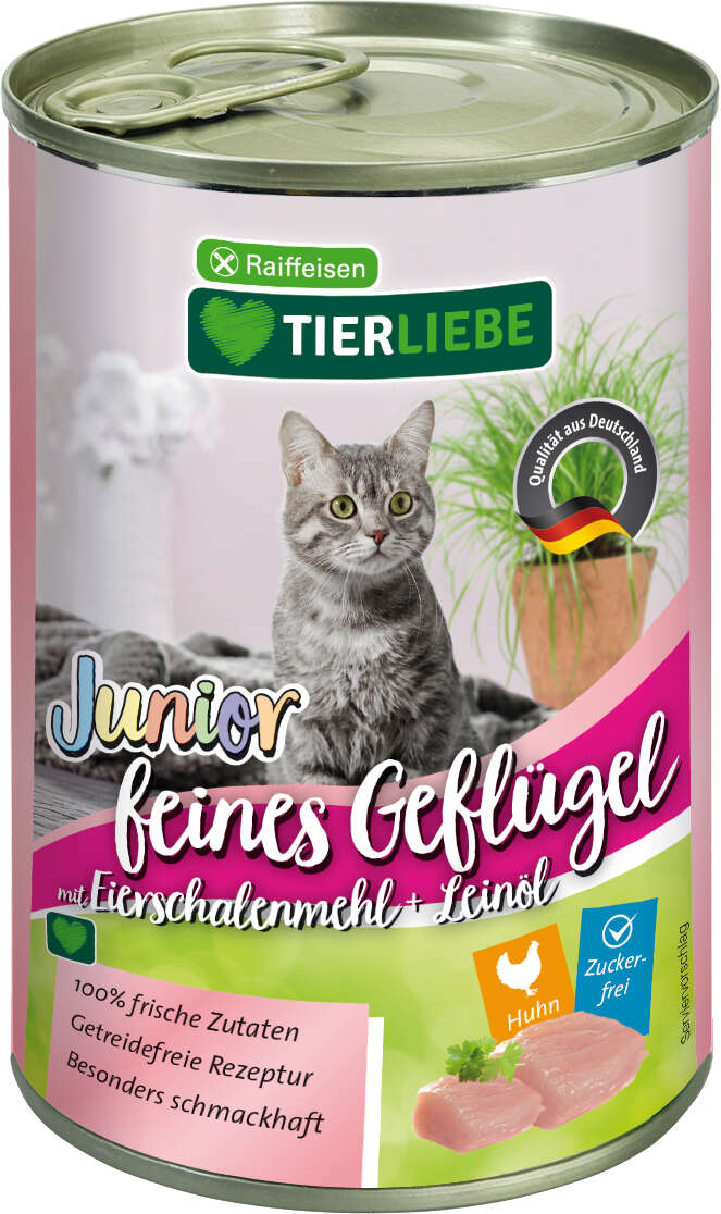 TIERLIEBE Katzen-Nassfutter Junior feines Geflügel
